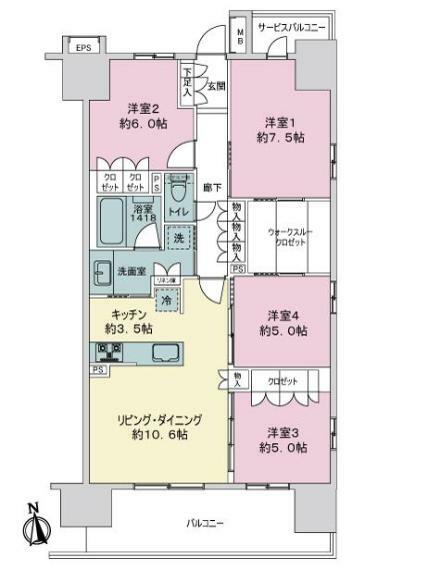 レーベン富士青葉通りプレジデンスタワー(4LDK) 5階の内観