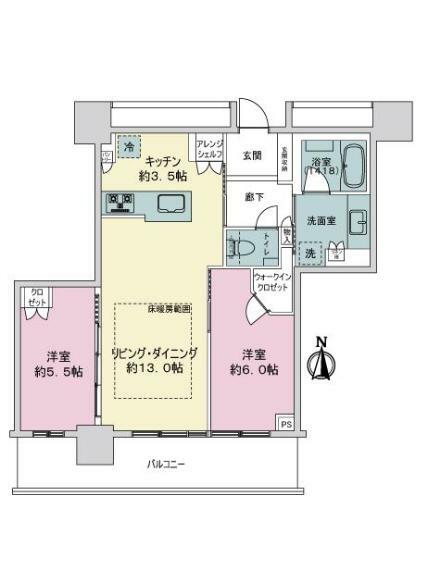 ライオンズタワー札幌(2LDK) 10階の間取り図