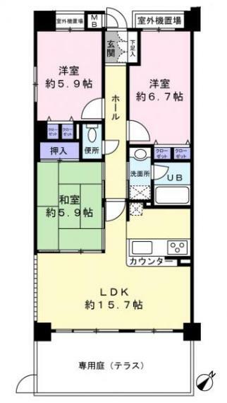 リベール須磨妙法寺(3LDK) 1階の間取り図