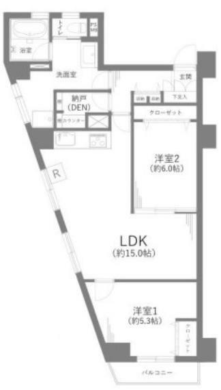 ニューハイム福栄(2LDK) 5階の間取り図