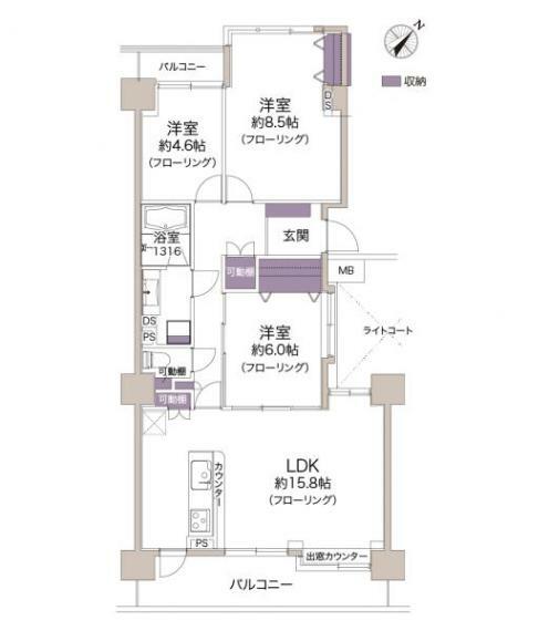 日吉ロイヤルマンション(3LDK) 11階の間取り図