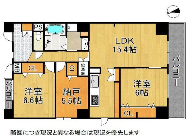 藤和セントシティ西宮(3LDK) 6階の間取り図