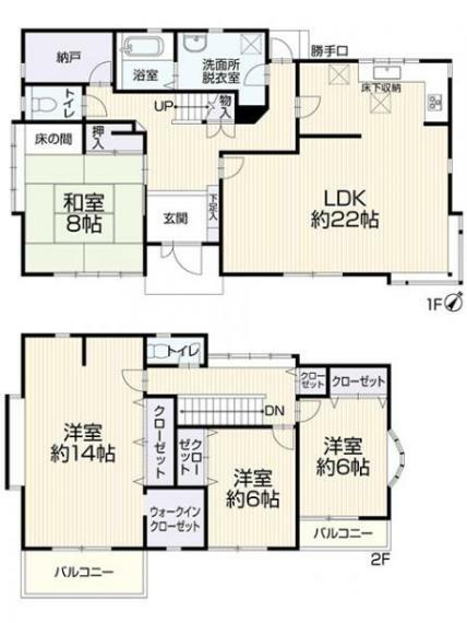 「間取り」建坪40坪以上の広々4SLDK再生住宅です。和室・洋室・納戸・ウォークインクローゼットなど、「ほしい」が詰まったお家となっております。