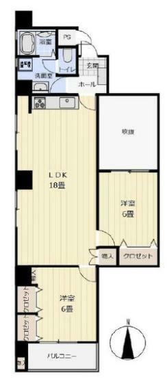 オクトピア川崎マンション(2LDK) 5階の間取り図