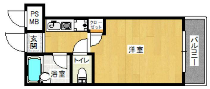 キャッスルマンション熊本大江(1K) 3階の間取り図