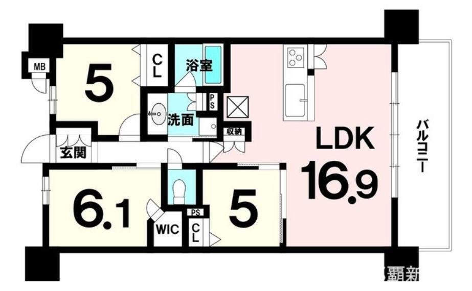 ブランシエラ那覇曙プレミスト(3LDK) 4階の間取り図