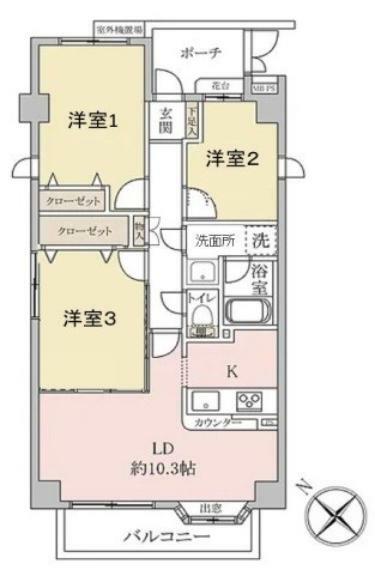 クリオ南浦和弐番館(3LDK) 2階の間取り図