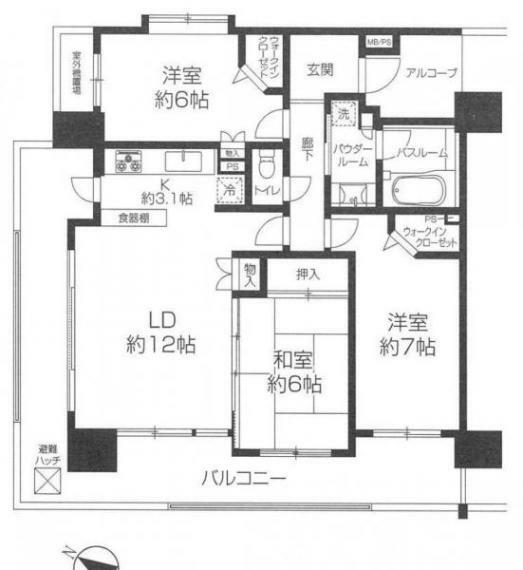 グローベルガーデン豊田ディーセントスクエア(3LDK) 2階の間取り図