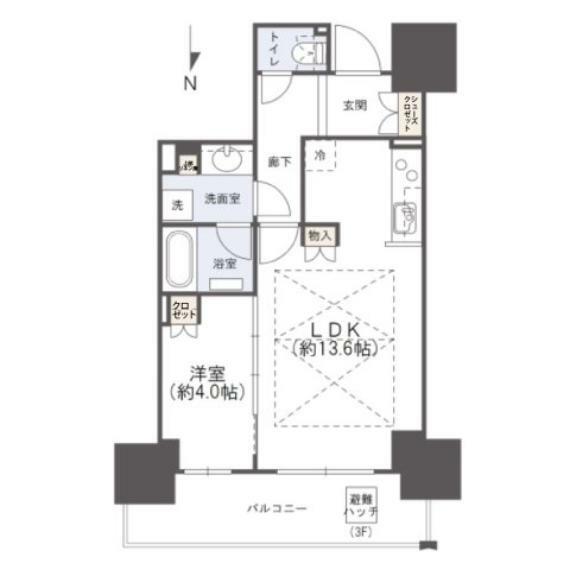 ローレルタワー堺筋本町(1LDK) 11階の間取り図
