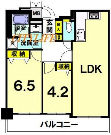 東山五条パークホームズ(2LDK) 2階の間取り図