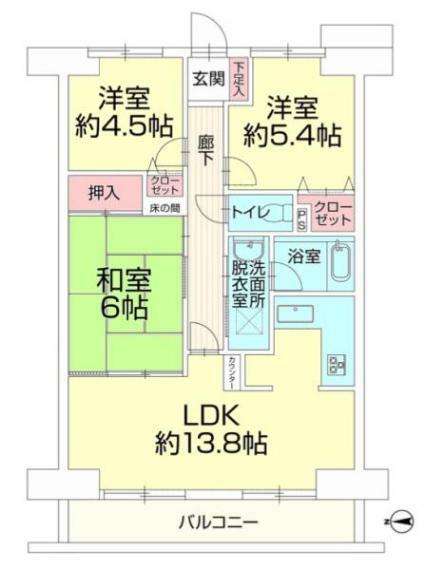 ダイアパレス藤沢湘南台2(3LDK) 7階の間取り図