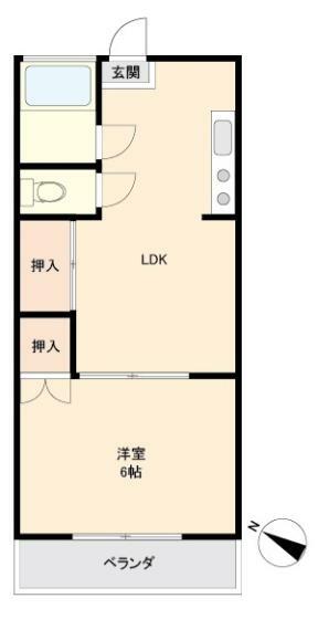 セントラルマンション(1LDK) 2階の間取り図