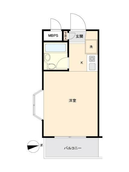 モナーク二俣川リバーサイドマンション(1R) 1階の間取り図