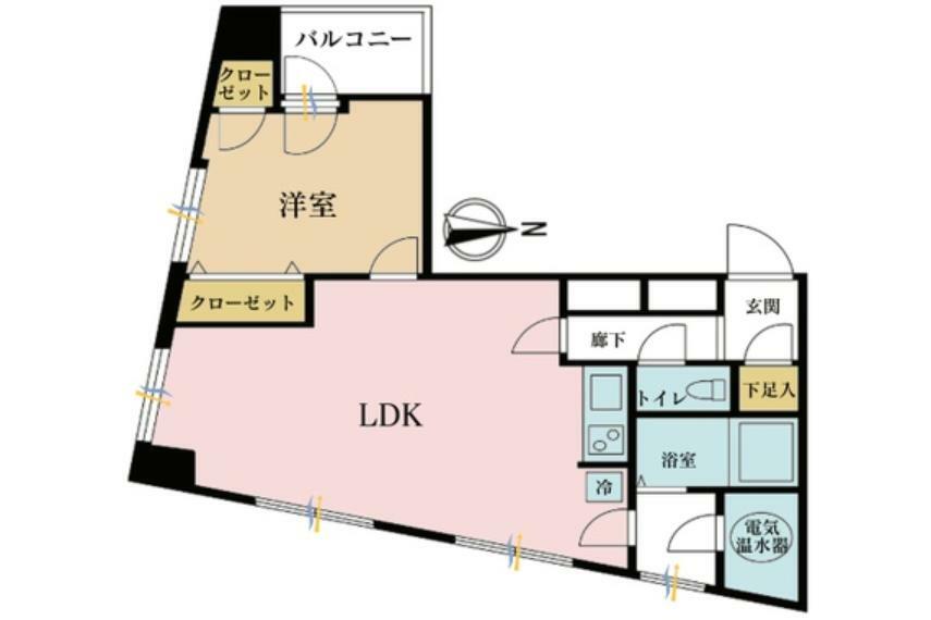 ライオンズマンション代々木公園第2(1LDK) 4階の間取り図