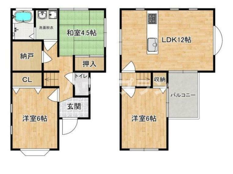 2階にリビングがある間取りです。 外から室内が見えづらなくなるため、ご家族のプライバシーが確保されています。 各居室収納や納戸があるので、お部屋をきれいに保つことができますね。