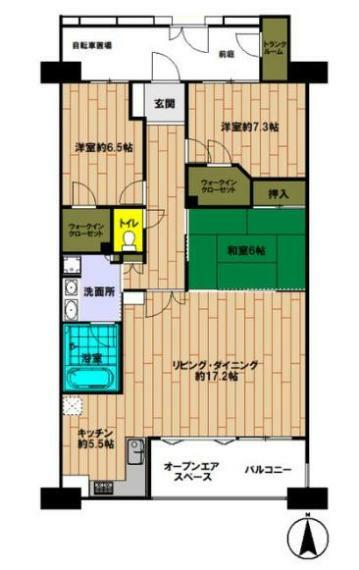 レイディアントシティ横濱カルティエ4(3LDK) 4階の間取り図