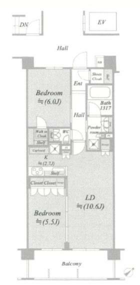 サンクレイドル学芸大学(2LDK) 2階の間取り図