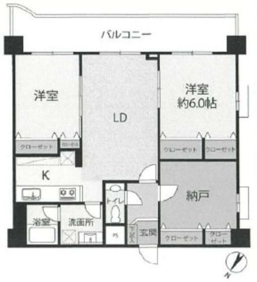 世田谷台ピロティ(2LDK) 3階の間取り図