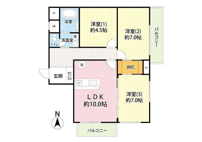 牛込ハイマンション(3LDK) 12階の間取り図