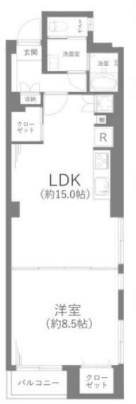 恵比寿フラワーマンション(1LDK) 4階の間取り図