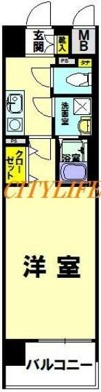 インベスト京都堀川(1K) 6階の間取り図