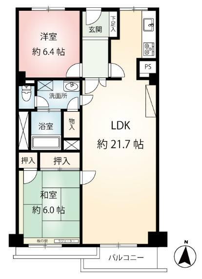 LDK21.7平米、各部屋収納有。