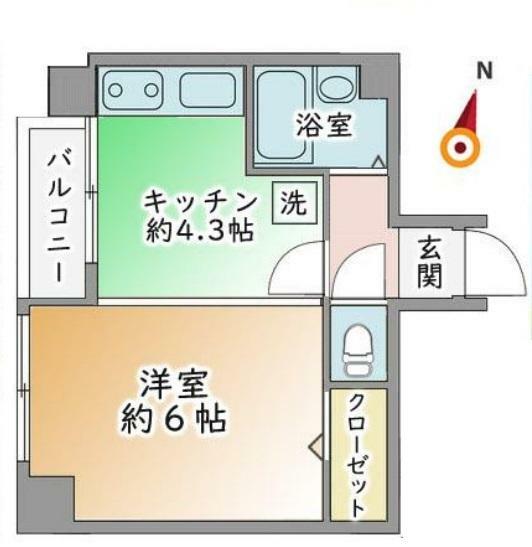 高円寺北コーポ(1DK) 2階の間取り図