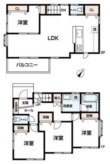 全居室に窓があり採光、採風に優れた住まいです。1階全居室と2階LDKは南側に面しております。