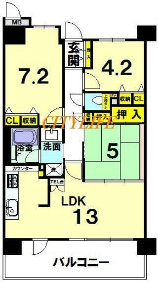 サンマンションアトレ西大路(3LDK) 5階の間取り図