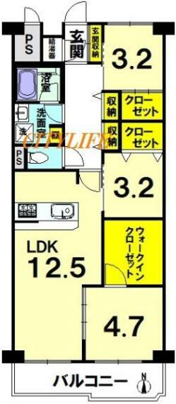山科ハイツ(3LDK) 2階の間取り図