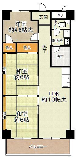 パークハイツ千島(3LDK) 4階の間取り図
