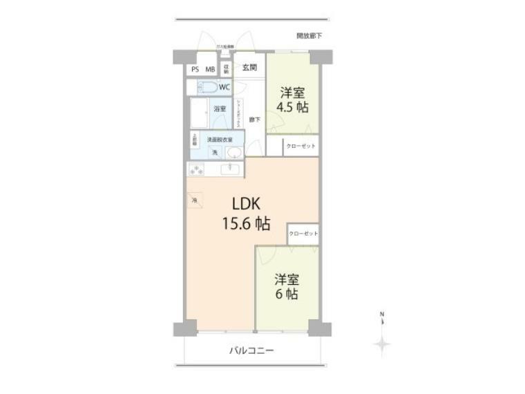 コトー朝霞中央公園(2LDK) 3階の間取り図