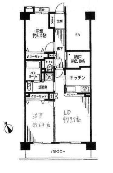 クリオ西川口伍番館(2LDK) 2階の間取り図