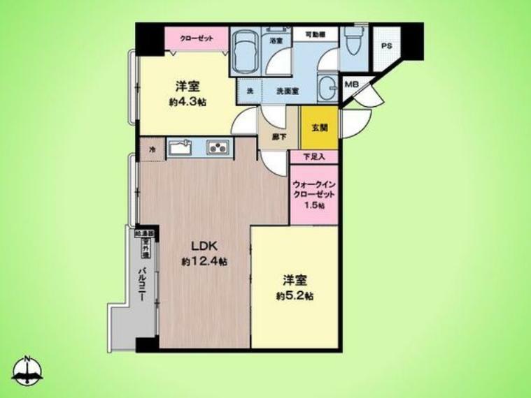 八王子ローヤルマンション(2LDK) 8階の間取り図