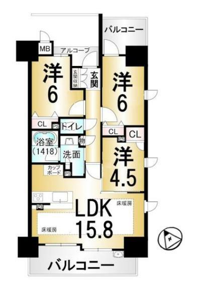 プレサンスロジェ草津中央(3LDK) 9階の内観