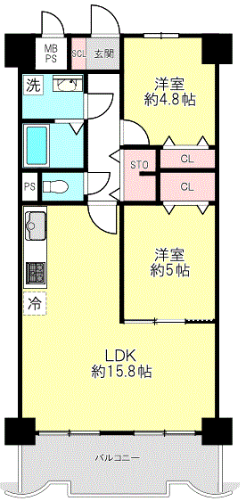 コープ野村梅田A棟(1LDK) 1階の間取り図
