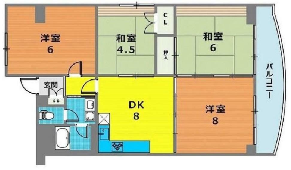 南茨木駅前ハイタウンC棟(4DK) 2階の間取り図