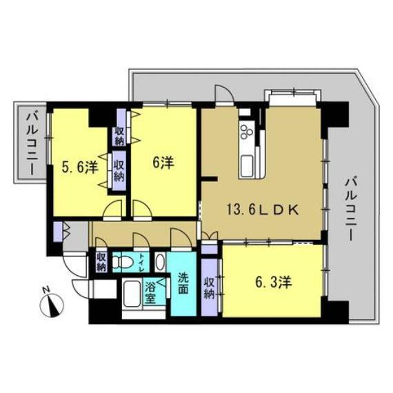 ヴェルパーク地御前(3LDK) 6階の内観