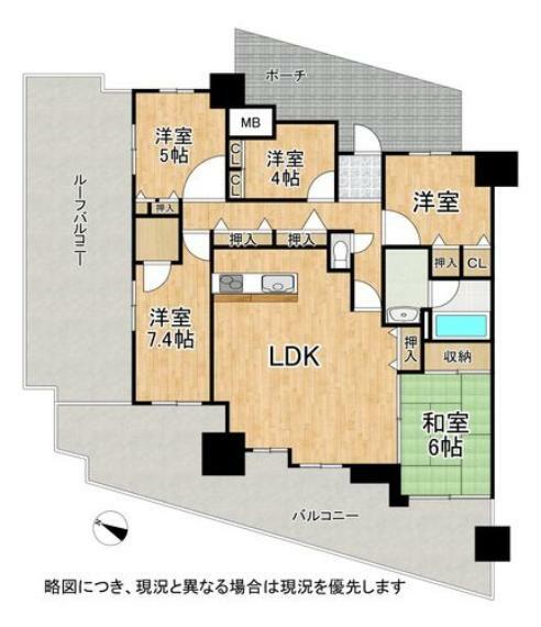 ゆったり設計の5LDK！各居室に収納スペースを確保しています。居住空間を広々と使用して頂けます。
