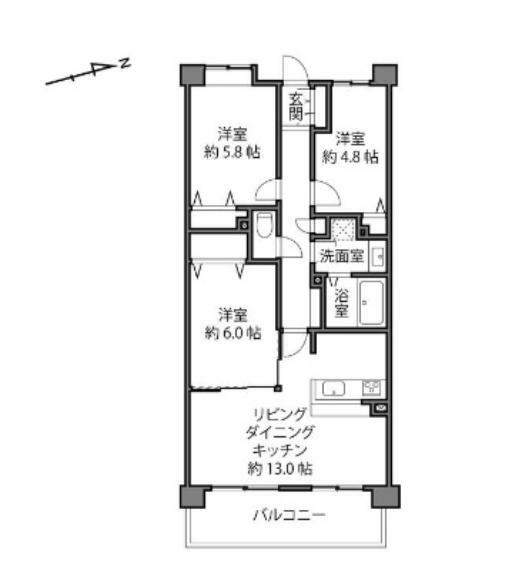 クリオ鶴見七番館(3LDK) 11階の間取り図