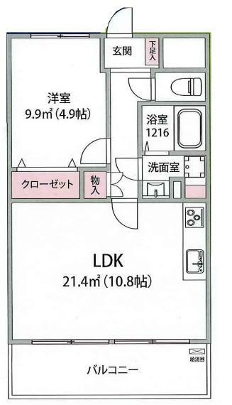 白鳥弐番館ダイヤモンドマンション(1LDK) 2階の間取り図