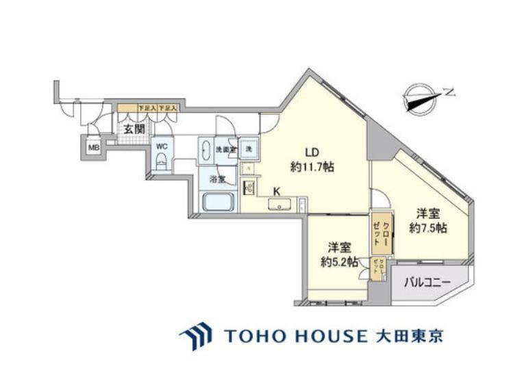 ヴィア・シテラ新宿(2LDK) 6階の間取り図