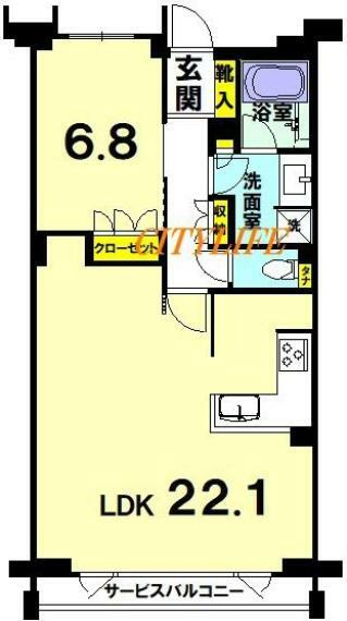 ジェイグラン・ザ・オナー下鴨糺の杜　参道西(1LDK) 2階の間取り図