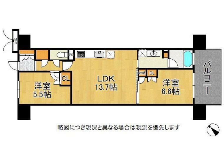 2LDKの間取りです