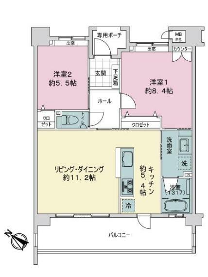 ベアーズコート桑江スクエア(2LDK) 3階の間取り図