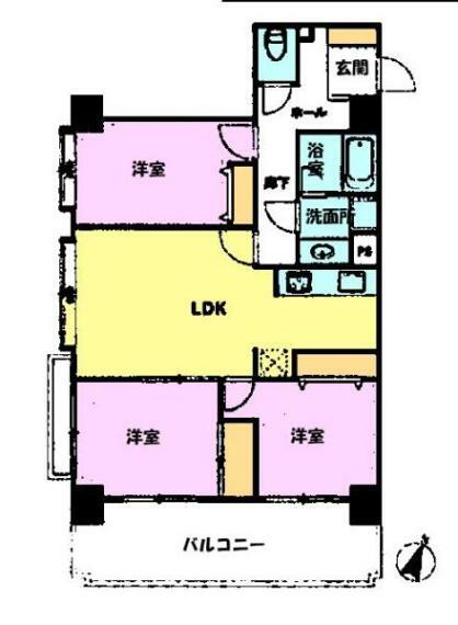 ライオンズマンション西千葉第2(3LDK) 9階の間取り図