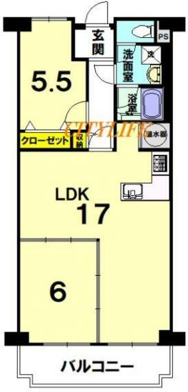 ネオコーポ嵯峨野(2LDK) 3階の間取り図