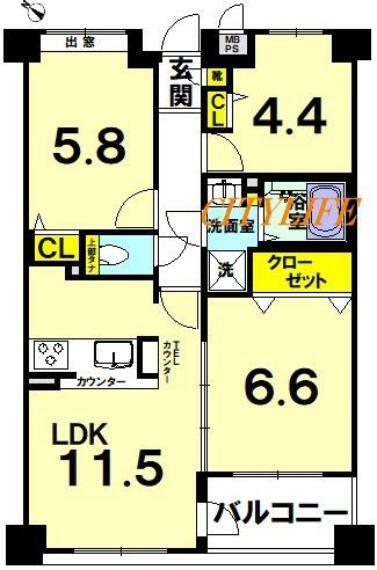 コスモ桂(3LDK) 4階の間取り図