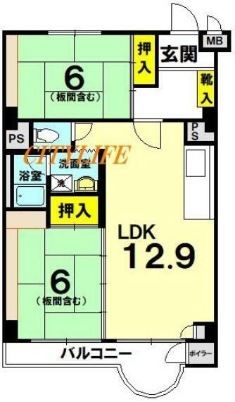 山科音羽マンションA棟(2LDK) 7階の間取り図