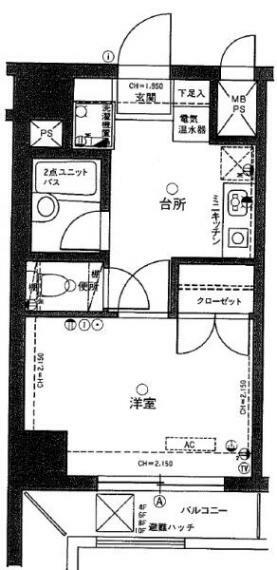 レクセル長岡(1DK) 3階の間取り図